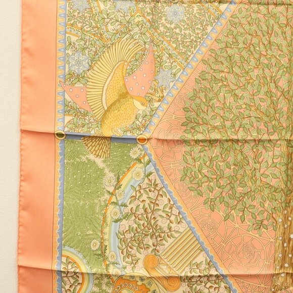HERMES Carre 90 Scarf ""AXIS MUNDI"" Silk Orange Auth - Picture 6 of 16